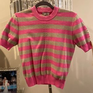 Fendi pink and beige striped pullover